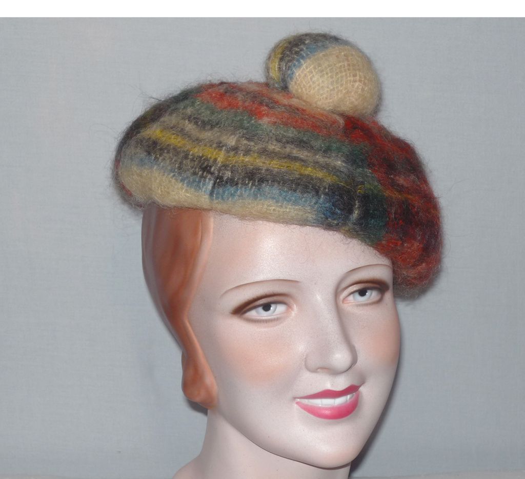 Vintage 1960s Mohair and New Wool Plaid Tam Made in Scotland Vintage 1960s Mohair and New Wool Plaid Tam Made in Scotland