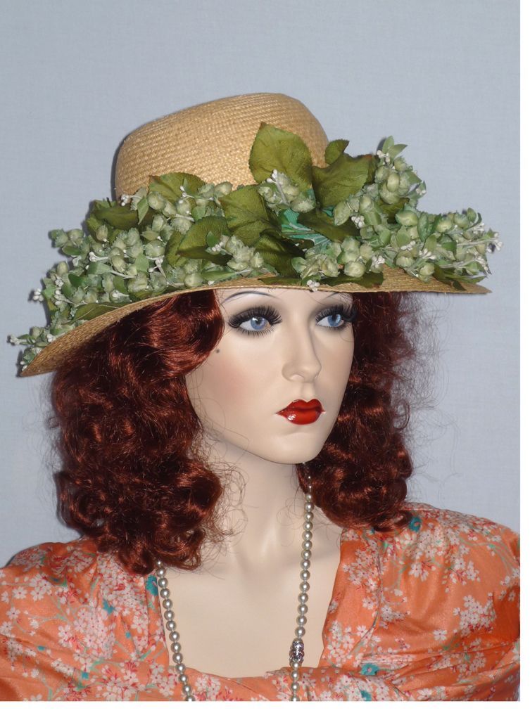 Late 1960s Christian Dior Floral Wide Brim Straw Hat, Sold at Robinson's, California Late 1960s Christian Dior Floral Wide Brim Straw Hat, Sold at Robinson's, California