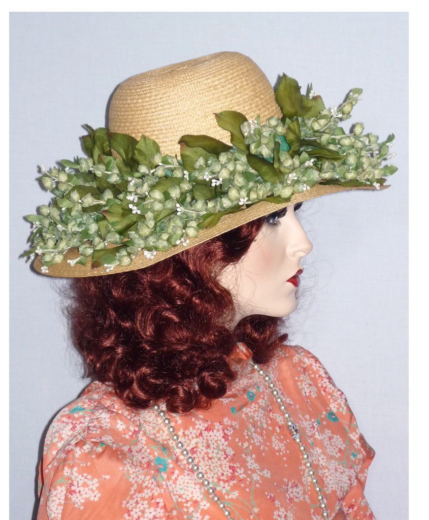 Late 1960s Christian Dior Floral Wide Brim Straw Hat, Sold at Robinson's, California Late 1960s Christian Dior Floral Wide Brim Straw Hat, Sold at Robinson's, California