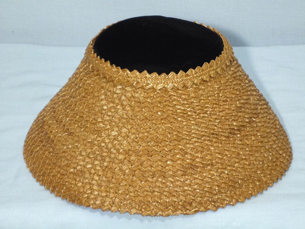 1950s Valerie Modes Straw and Black Velvet "New Look" Hat 1950s Valerie Modes Straw and Black Velvet "New Look" Hat