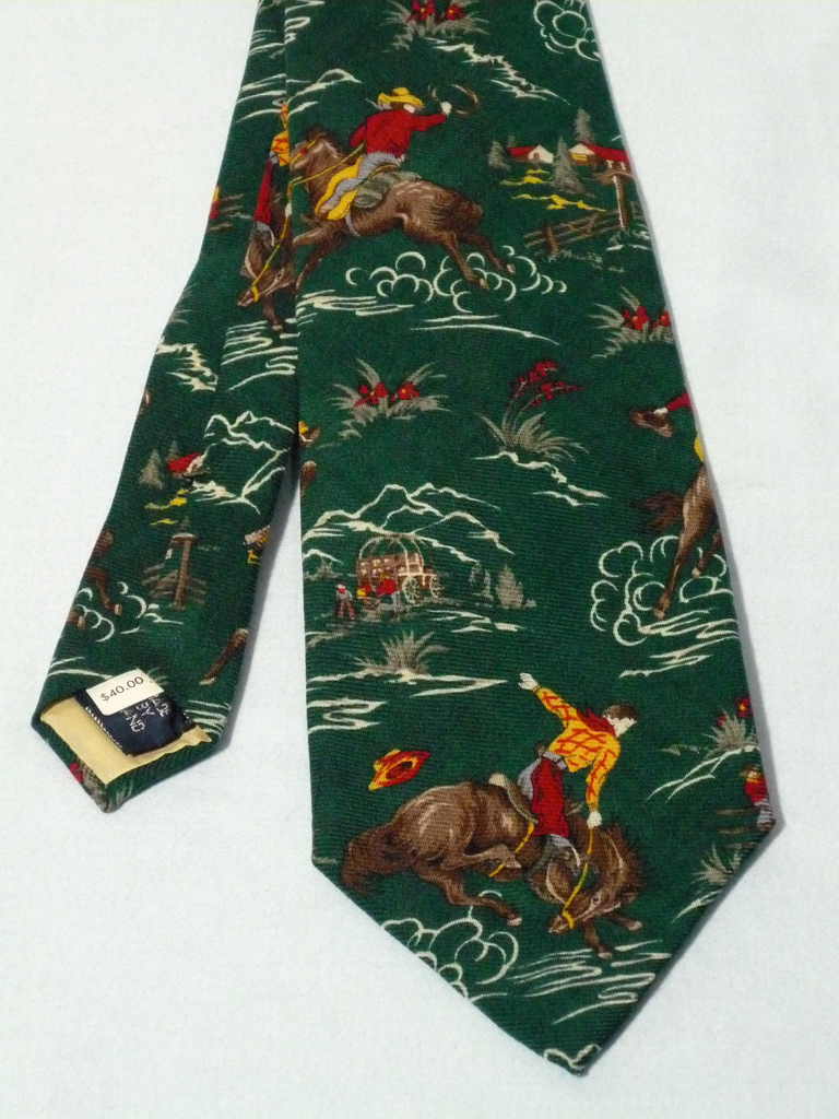 Vintage Fine Wool Cowboy Print Tie Vintage Fine Wool Cowboy Print Tie