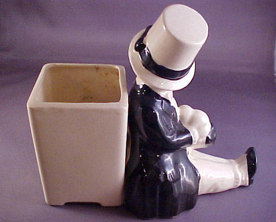 Marked KKS Japan Pottery Planter Boy in Victorian Style Dress Marked KKS Japan Pottery Planter Boy in Victorian Style Dress