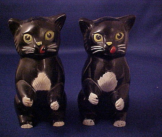 FitZ & Floyd Mold & Die Works Black Cat Kitten Pepper Shakers FitZ & Floyd Mold & Die Works Black Cat Kitten Pepper Shakers