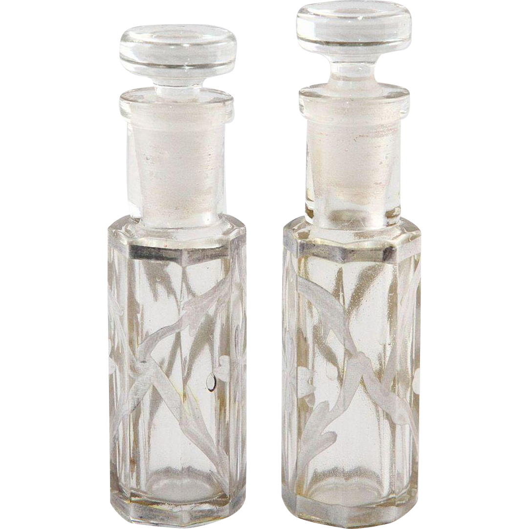 Pair of Sterling Silver Overlay Perfumers from the Turn-of-the-Century Pair of Sterling Silver Overlay Perfumers from the Turn-of-the-Century