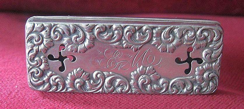 Sterling Silver Victorian Hand-Chased Vinaigrette Dated 1902 Sterling Silver Victorian Hand-Chased Vinaigrette Dated 1902