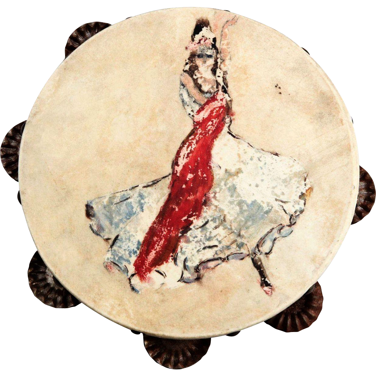 Vintage Hand-Painted Flamenco DancerTambourine Vintage Hand-Painted Flamenco DancerTambourine