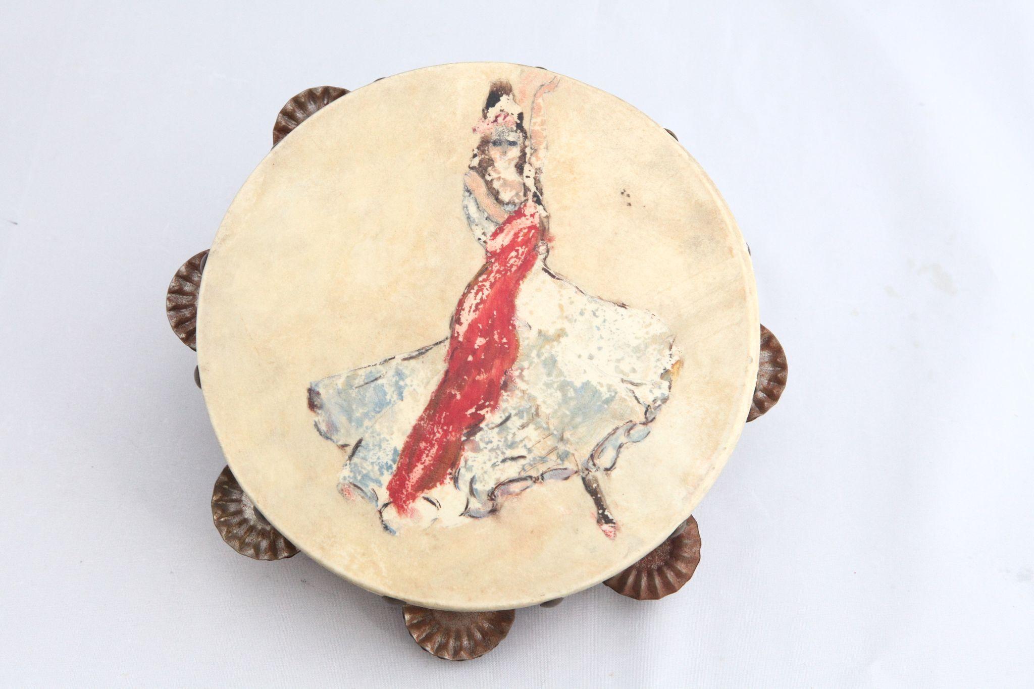 Vintage Hand-Painted Flamenco DancerTambourine Vintage Hand-Painted Flamenco DancerTambourine