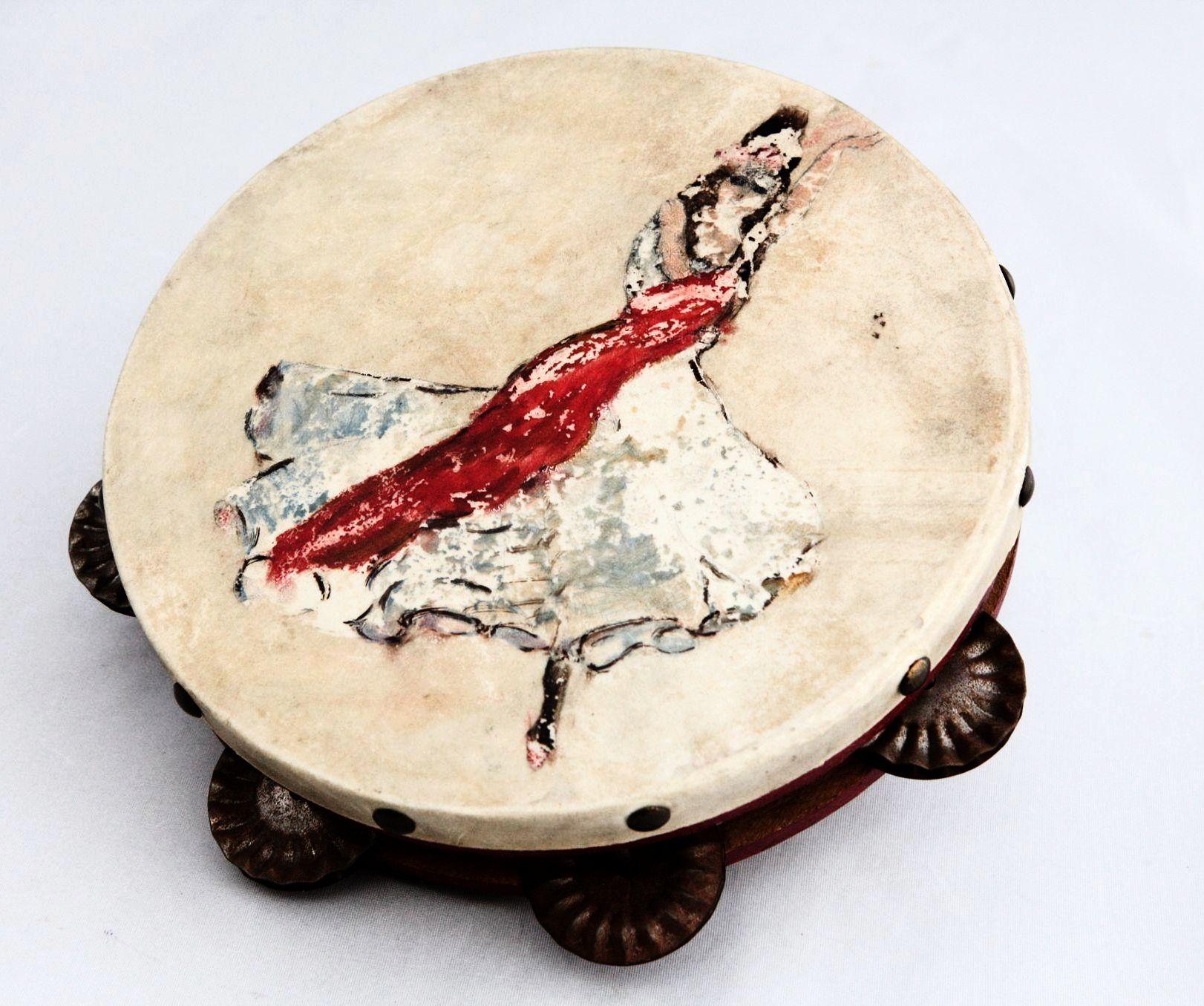 Vintage Hand-Painted Flamenco DancerTambourine Vintage Hand-Painted Flamenco DancerTambourine
