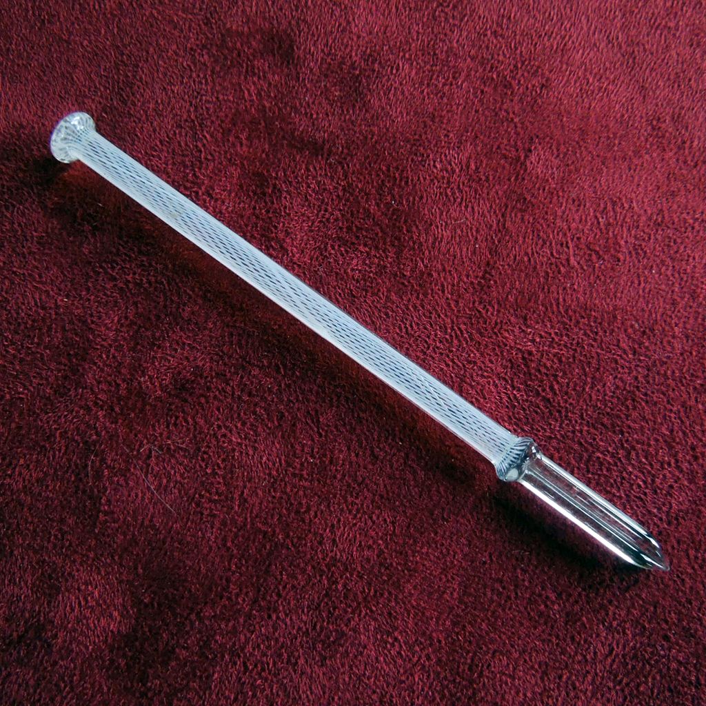 White and Clear Checked Glass Dip Pen with Wax Seal White and Clear Checked Glass Dip Pen with Wax Seal