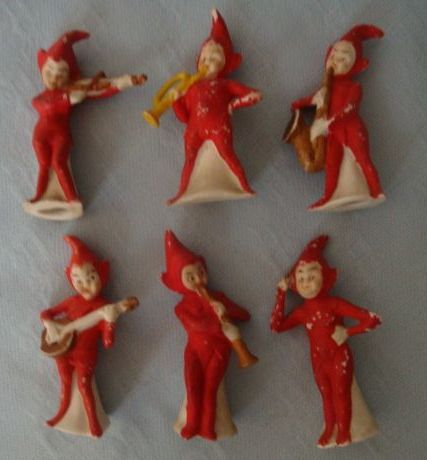 Vintage German Bisque Elf/Pixie Musicians 6 figures Vintage German Bisque Elf/Pixie Musicians 6 figures