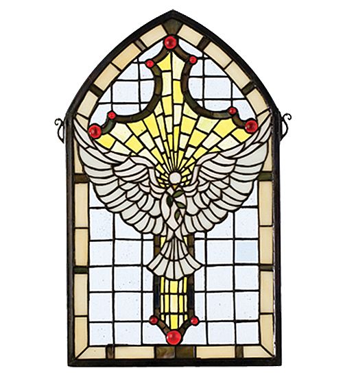 Dove Cross Stained Glass Window - 12"W X 20"H Dove Cross Stained Glass Window - 12"W X 20"H