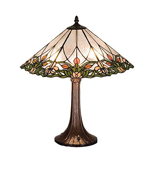 Stained Glass 20"H Tulip & Fleurs Table Lamp Stained Glass 20"H Tulip & Fleurs Table Lamp
