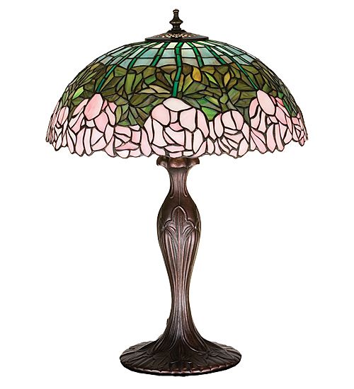 Stained Glass Cabbage Rose Table Lamp 21.5"H Stained Glass Cabbage Rose Table Lamp 21.5"H
