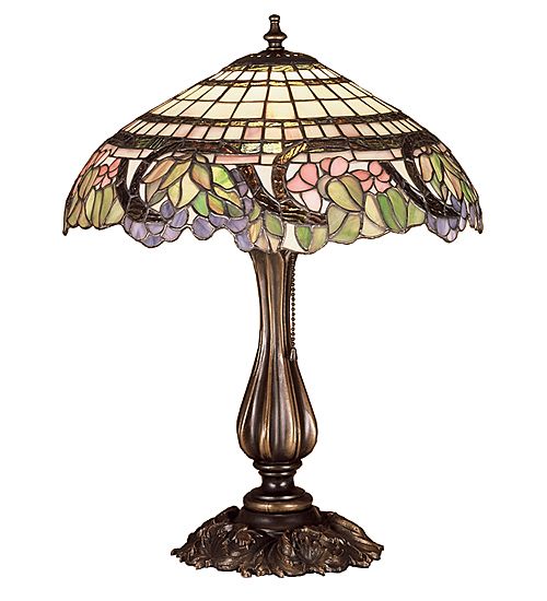 Stained Glass Handel Grapevine Table Lamp 19"H Stained Glass Handel Grapevine Table Lamp 19"H