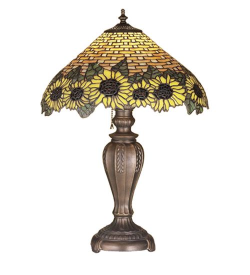 Wicker Sunflower Staind Glass Table Lamp 22.5"H Wicker Sunflower Staind Glass Table Lamp 22.5"H