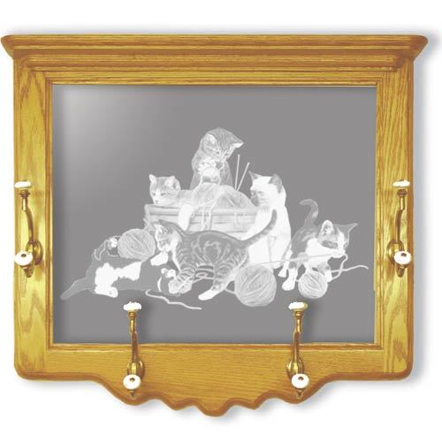 Yarn Party Kittens Cat Art Coat Rack 22x26 Yarn Party Kittens Cat Art Coat Rack 22x26
