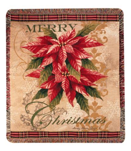 Merry Christmas Poinsettia Tapestry Throw Merry Christmas Poinsettia Tapestry Throw