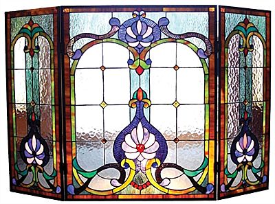 Victorian Style Stained Glass Fireplace Screen Victorian Style Stained Glass Fireplace Screen