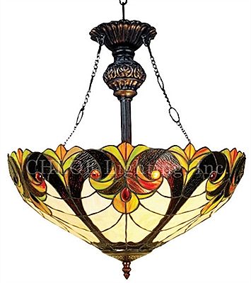 Stained Glass Tiffany Style Hanging Lamp Victorian Era Replica Stained Glass Tiffany Style Hanging Lamp Victorian Era Replica