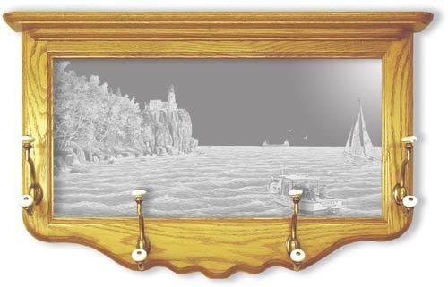 8 x 30 Etched Mirror Lighthouse Coat Rack Split Rock 8 x 30 Etched Mirror Lighthouse Coat Rack Split Rock