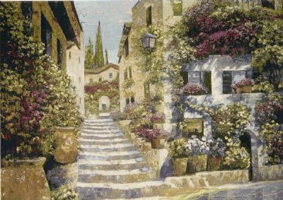 Beljen Mills Masterpiece Tapestry - Riviera Stairs - 46 x 70 Beljen Mills Masterpiece Tapestry - Riviera Stairs - 46 x 70