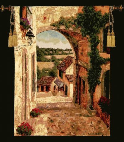 Beljen Mills Masterpiece Tapestry - Going Down to the Village - 70 x 52 Beljen Mills Masterpiece Tapestry - Going Down to the Village - 70 x 52