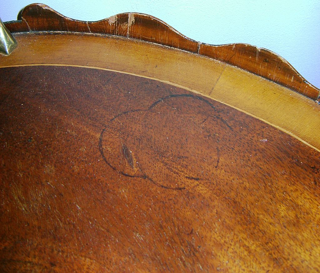 19th c. English Mahogany Tray Table with Shell Inlay 19th c. English Mahogany Tray Table with Shell Inlay