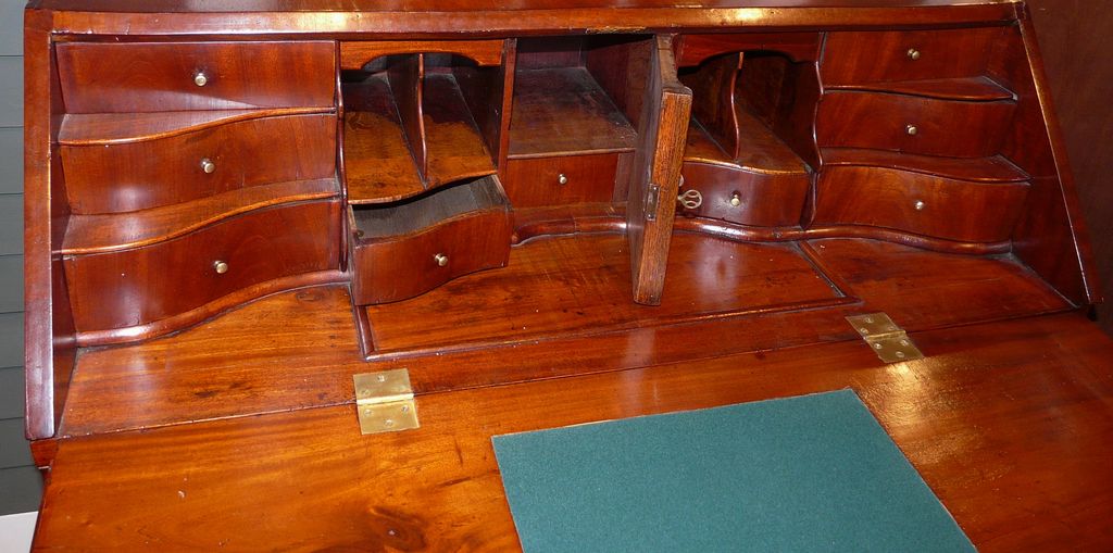 19th c. Mahogany Bombe Slant Front Desk 19th c. Mahogany Bombe Slant Front Desk