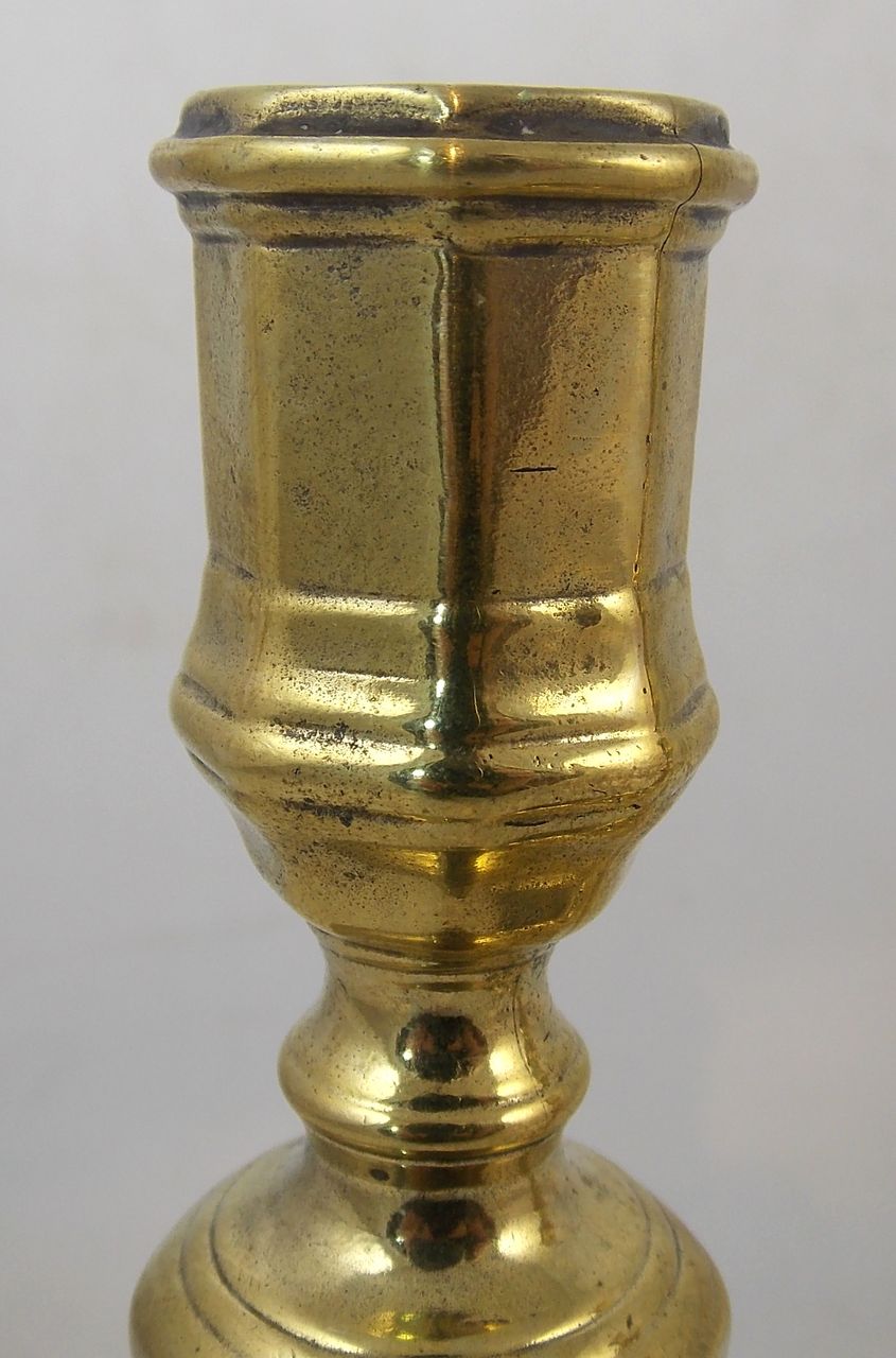 18th c. Pair of French Brass 9" Candlesticks 18th c. Pair of French Brass 9" Candlesticks