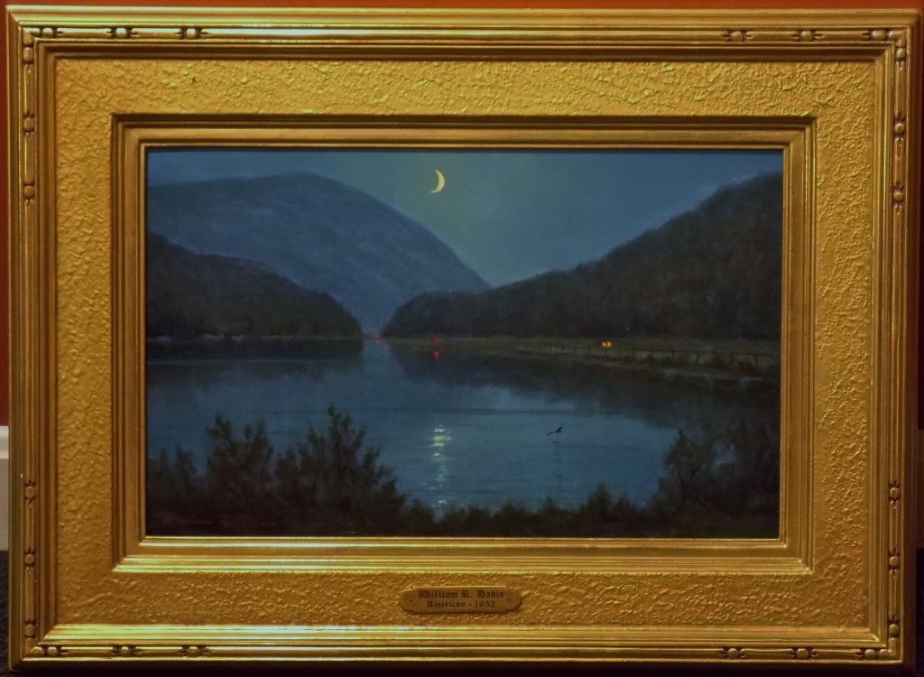 William R. Davis Oil Painting Moonlight Over Crawford Notch NH William R. Davis Oil Painting Moonlight Over Crawford Notch NH