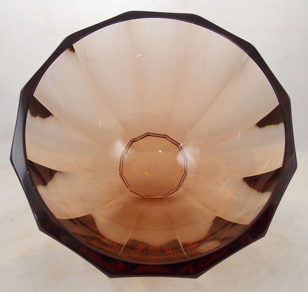 Moser 6-1/2" Amber Faceted Glass Bowl c. 1920 Moser 6-1/2" Amber Faceted Glass Bowl c. 1920
