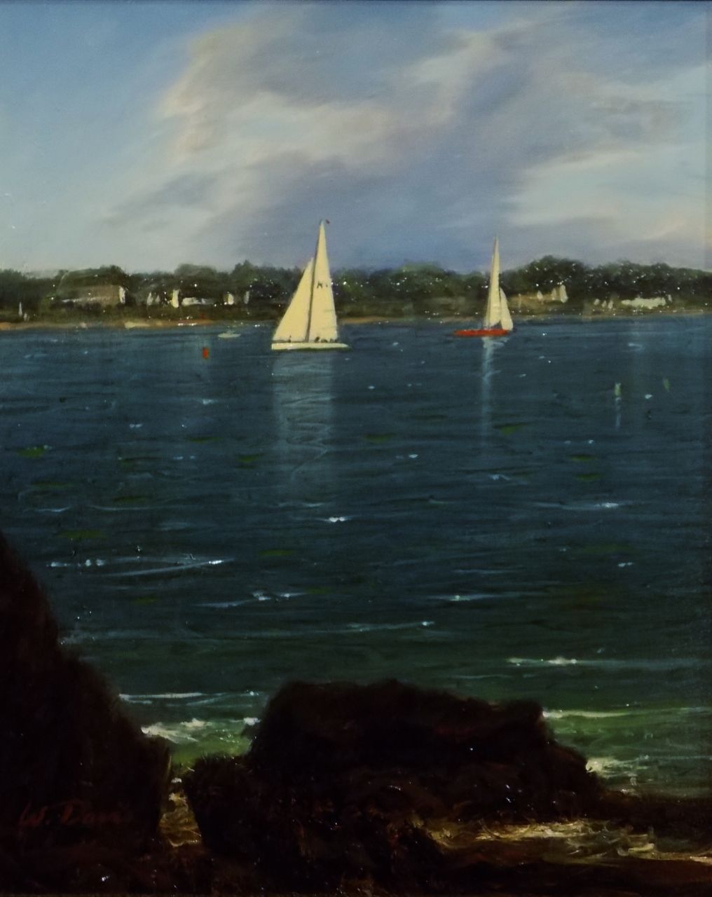 William R. Davis Oil Painting "Yachts Racing off Jamestown, RI" William R. Davis Oil Painting "Yachts Racing off Jamestown, RI"