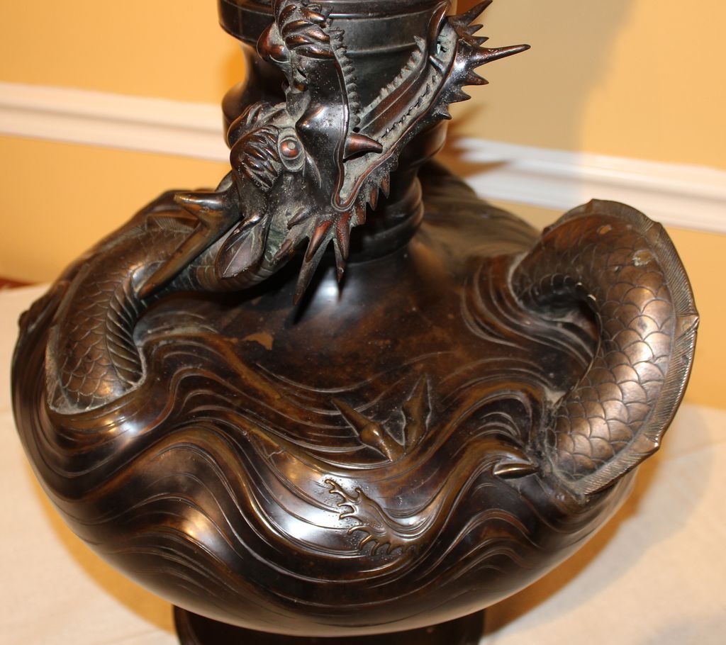 Meiji Japanese Bronze Dragon Vase circa 1900 from nhantiquecoop on Ruby