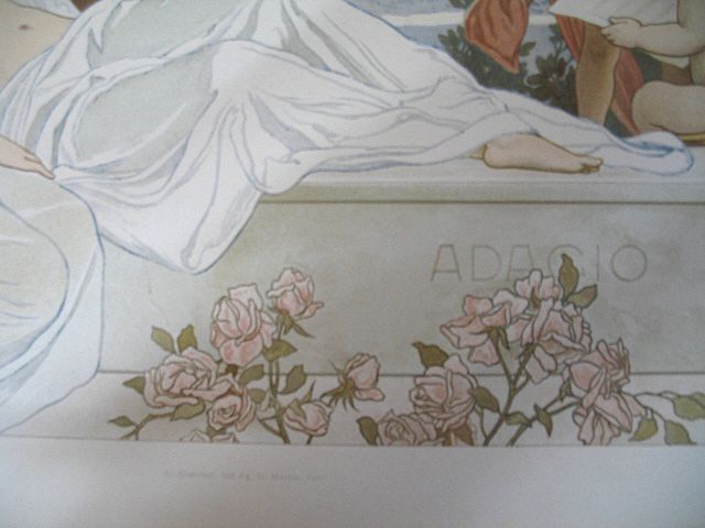 Antique 19th Century ROSSLER Austrian Art NOUVEAU Original Litho Print Semi NUDE Ladies in Landscape WOW! Antique 19th Century ROSSLER Austrian Art NOUVEAU Original Litho Print Semi NUDE Ladies in Landscape WOW!