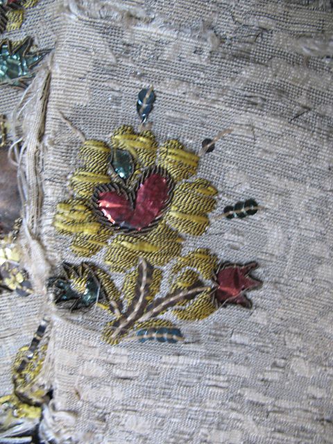 Antique 18th C Century Embroidered Woman Half Bonnet METALLIC Motifs EXTRAORDINARY! Antique 18th C Century Embroidered Woman Half Bonnet METALLIC Motifs EXTRAORDINARY!