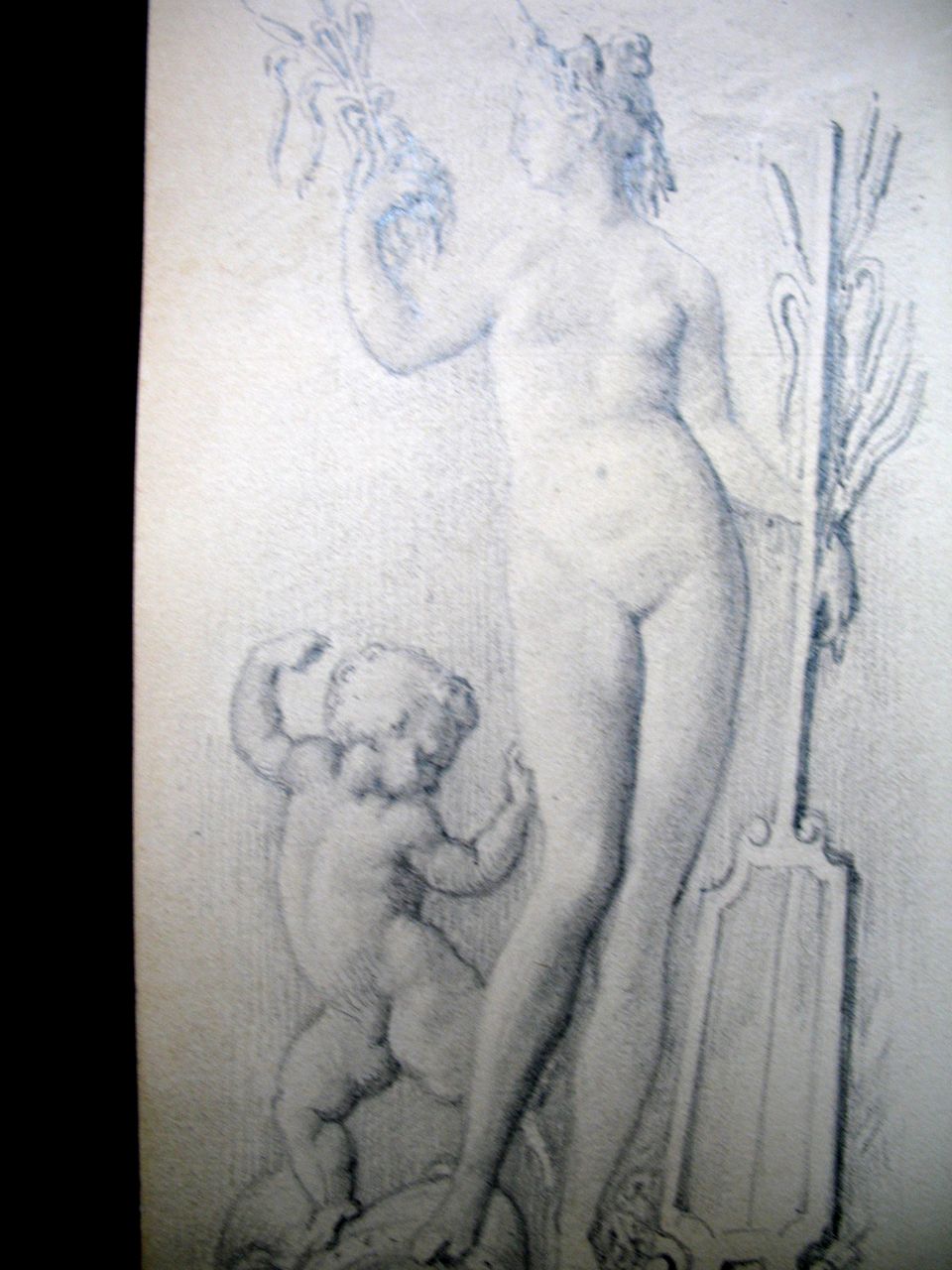 Antique FRENCH Edwardian NUDE Drawing Venus Cupid Small BEAUTIFUL! Antique FRENCH Edwardian NUDE Drawing Venus Cupid Small BEAUTIFUL!