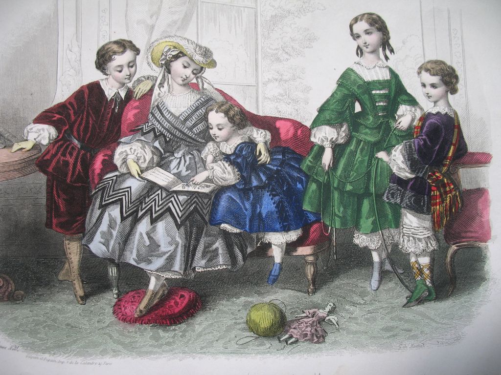 Antique French Victorian Print Litho With Watercolor Children in Vibrant Costumes Signed DIVINE! Antique French Victorian Print Litho With Watercolor Children in Vibrant Costumes Signed DIVINE!