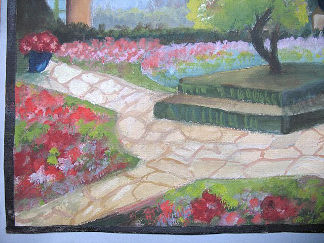 Vintage 20s Art Deco Watercolor Painting French Bagatelle GARDENS no 2 Dated STUNNING! Vintage 20s Art Deco Watercolor Painting French Bagatelle GARDENS no 2 Dated STUNNING!