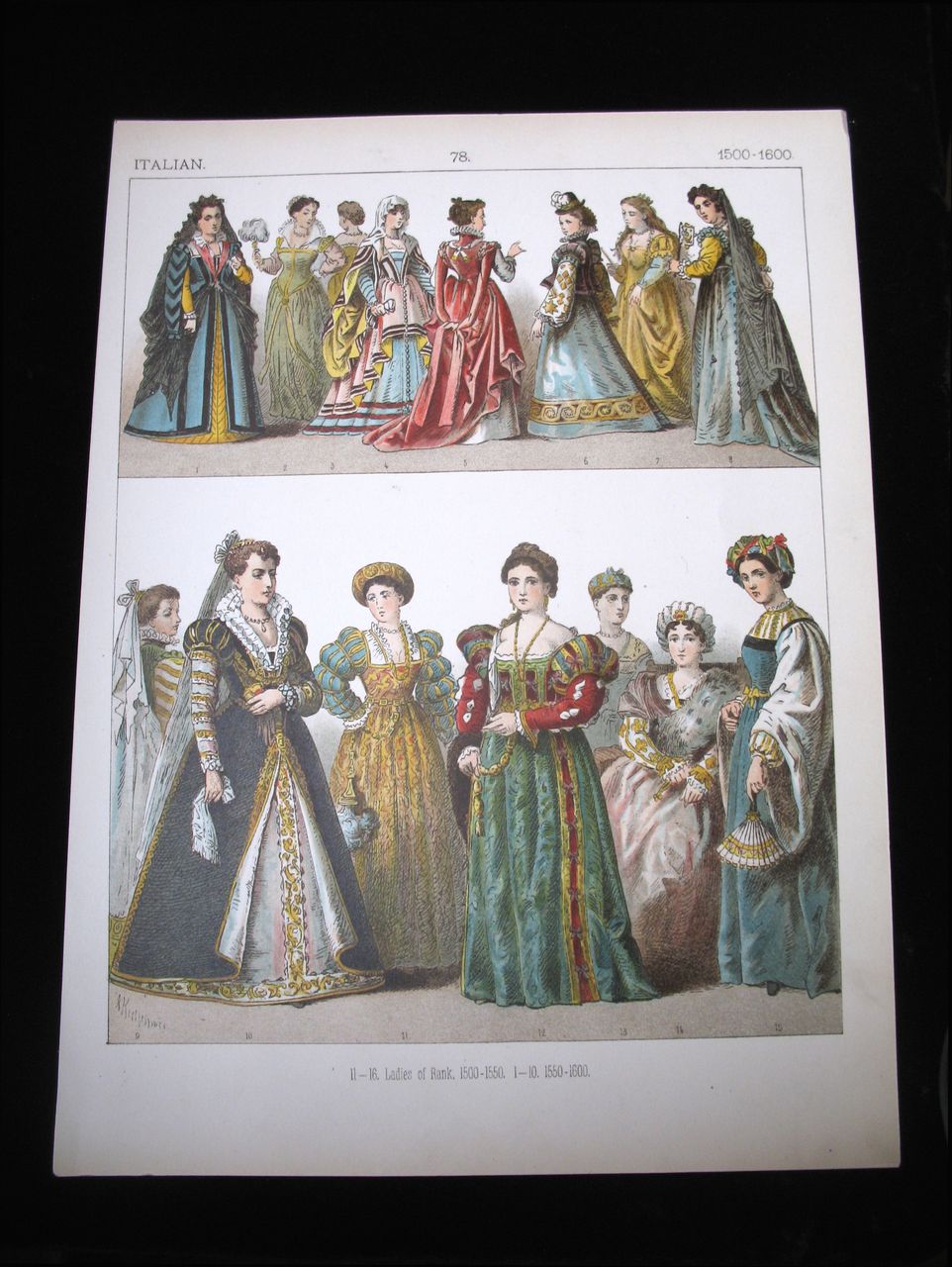 Antique Victorian Print Lithograph ITALIAN Renaissance Ladies 19th C Century Large WOW! Antique Victorian Print Lithograph ITALIAN Renaissance Ladies 19th C Century Large WOW!