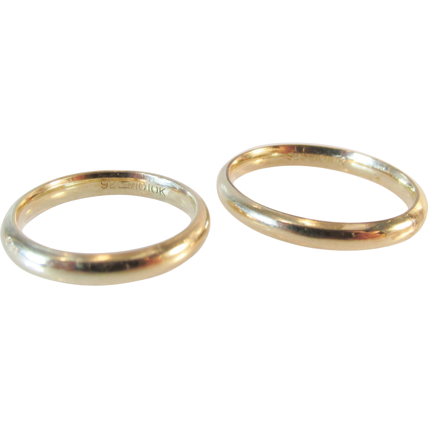 Pair Wedding Ring Bands 110 10K Sterling Vintage