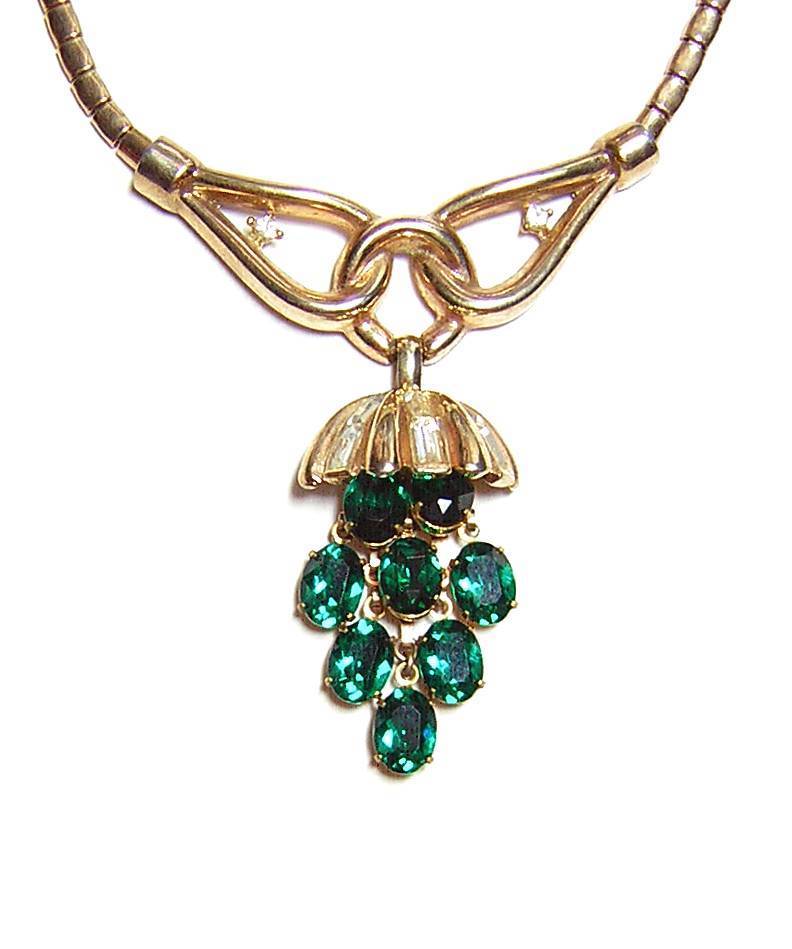 1950 Trifari ~ Green Rhinestone Drop Necklace 1950 Trifari ~ Green Rhinestone Drop Necklace