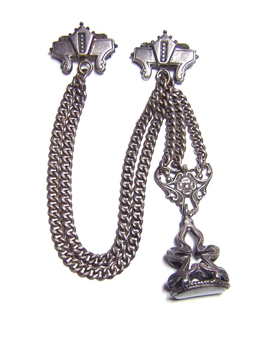 Vintage Double Pins Chatelaine & Fob Vintage Double Pins Chatelaine & Fob