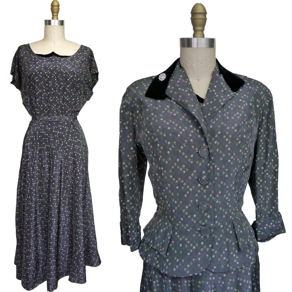 ca. 1940's Floral Swing Dress with Jacket ca. 1940's Floral Swing Dress with Jacket