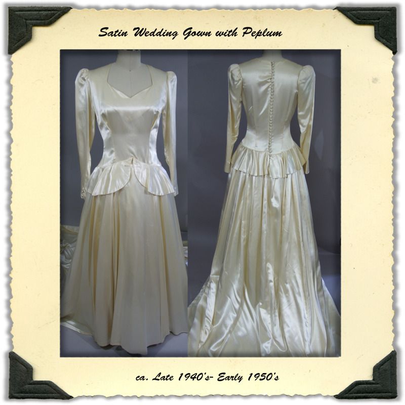 Late 1940's Satin Wedding Dress