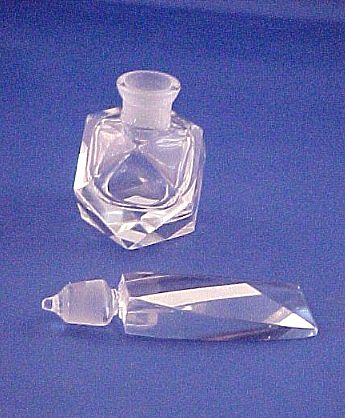 Crystal Perfume Bottle Art Deco Faceted Stopper Crystal Perfume Bottle Art Deco Faceted Stopper