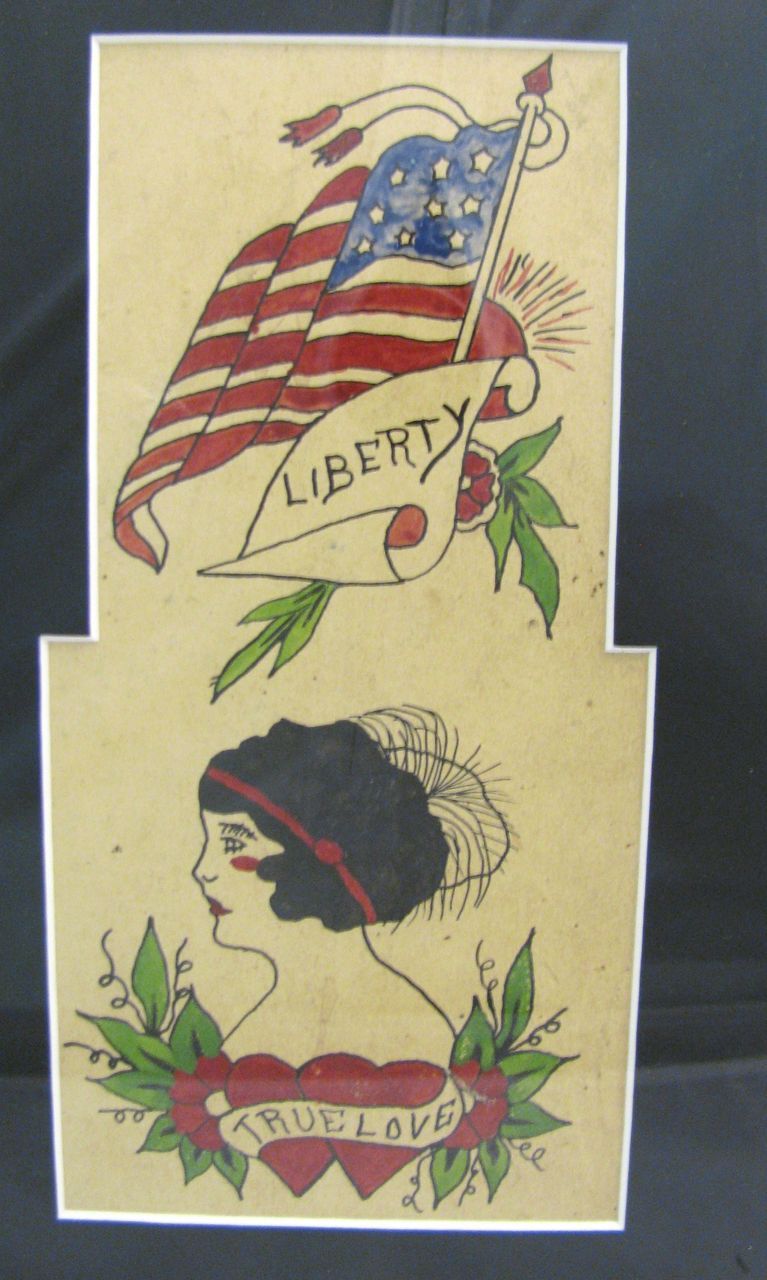 Vintage Folk Art Americana Tattoo Flash Flag Liberty Lady ...