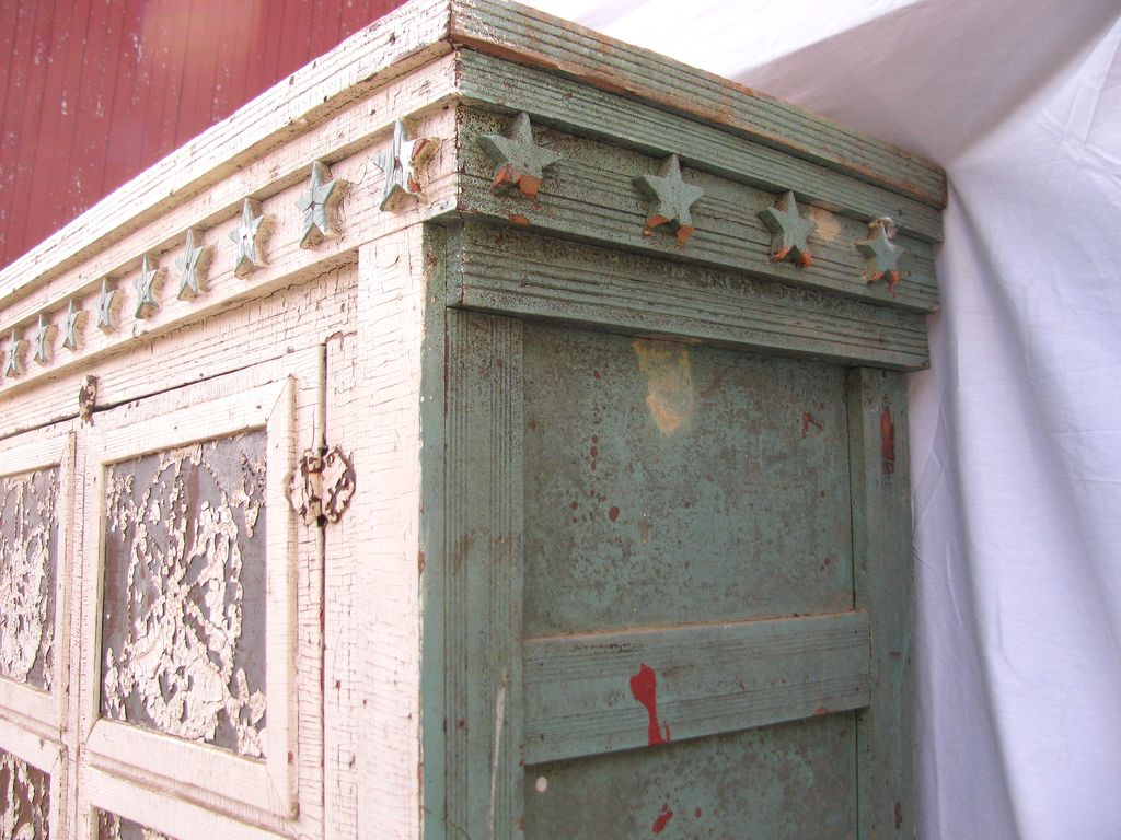 Antique Tennessee Painted Pie Safe Punched Tin Antique Tennessee Painted Pie Safe Punched Tin