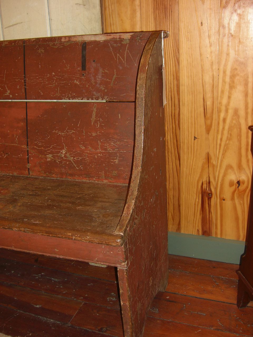 Rare Antique Painted & Numbered Amish School Bench Rare Antique Painted & Numbered Amish School Bench