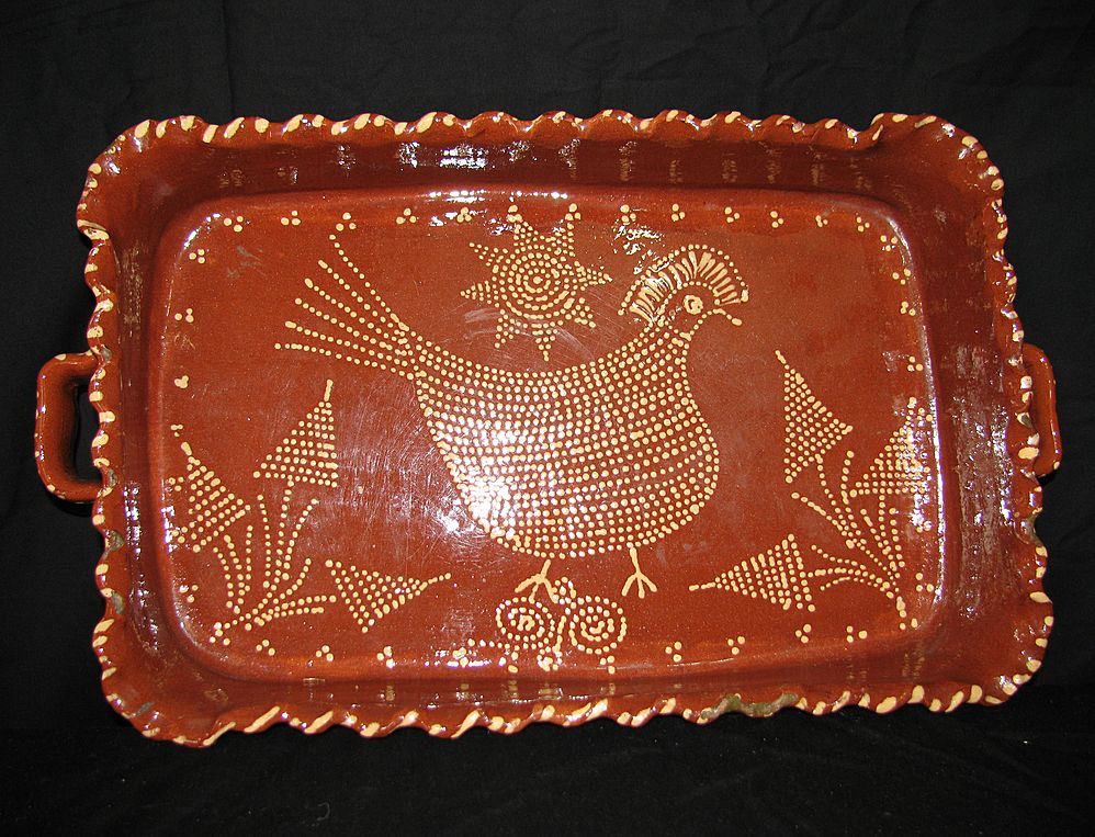 Antique Southern Large Redware Serving Dish Antique Southern Large Redware Serving Dish