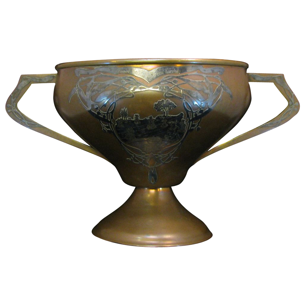 Antique Heintz Art Metal Large Trophy Cup 1914 Michigan 